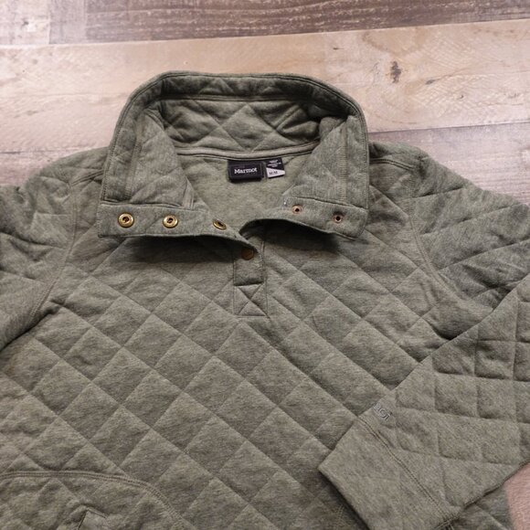 Marmot Quilted Snap Pullover Women’s Medium Sage Green Cozy Outdoor Layer - Picture 4 of 12
